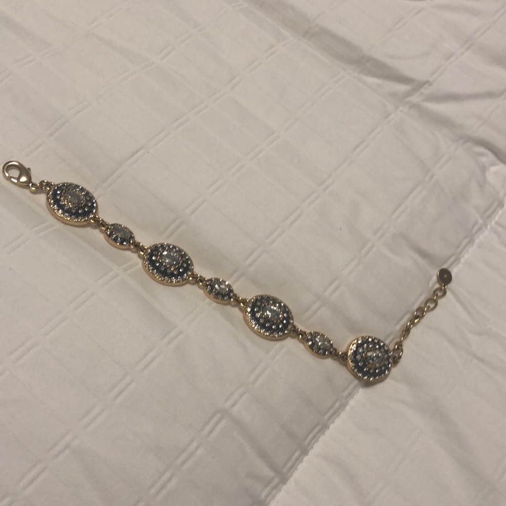 Retired Stella and Dot gold bracelet with black and crystal details